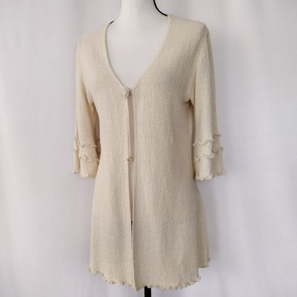 Vintage Y2K Wandering Sage Eco Friendly Cream Duster Cardigan Sweater - Picture 4 of 11